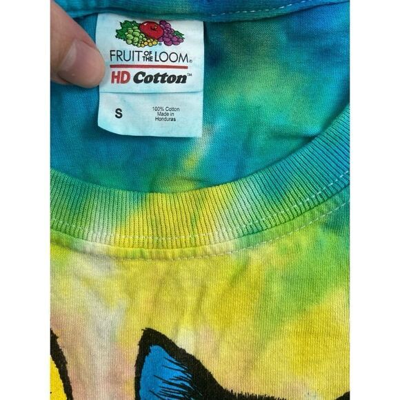 Tie dye spiral psychedelic cat face graphic t-shirt - Picture 4 of 4